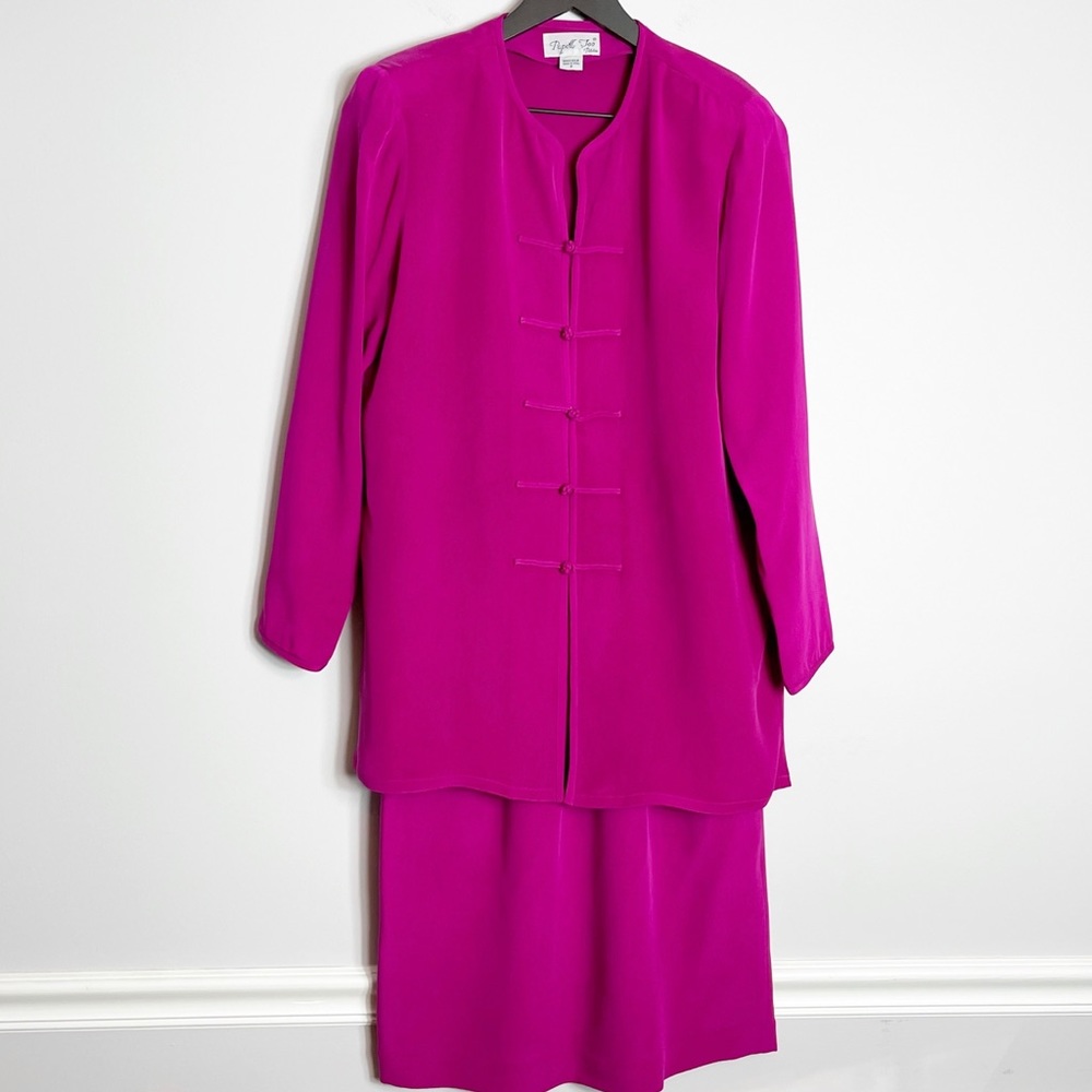 Papell Too Petites Silk Skirt Set Size 8 Vintage